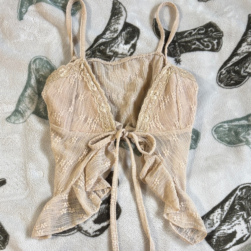 Lace Tie-Front Camisole Top